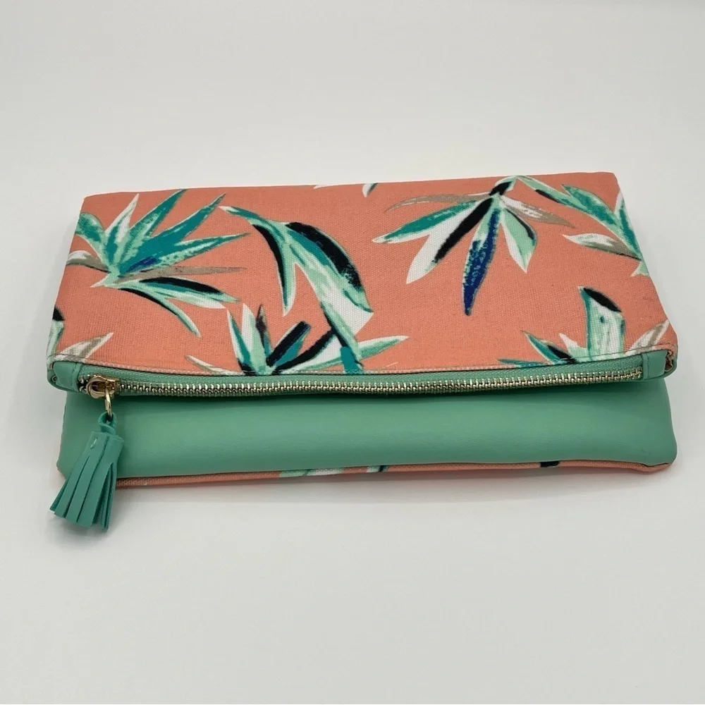 Rachel Pally Vegan Leather Tropical Paradise Floral Print Reversible Clutch
